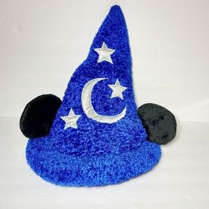 Disney Parks Mickey Mouse Fantasia Wizard Blue Plush Hat with Ears Adult Size